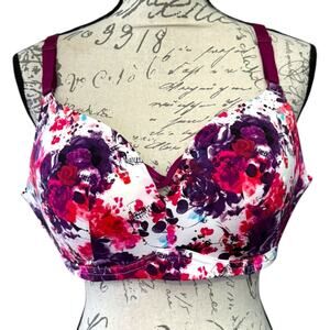 Torrid Curve Pink Pink Purple Skulls Wireless Bra EUC Size 40D